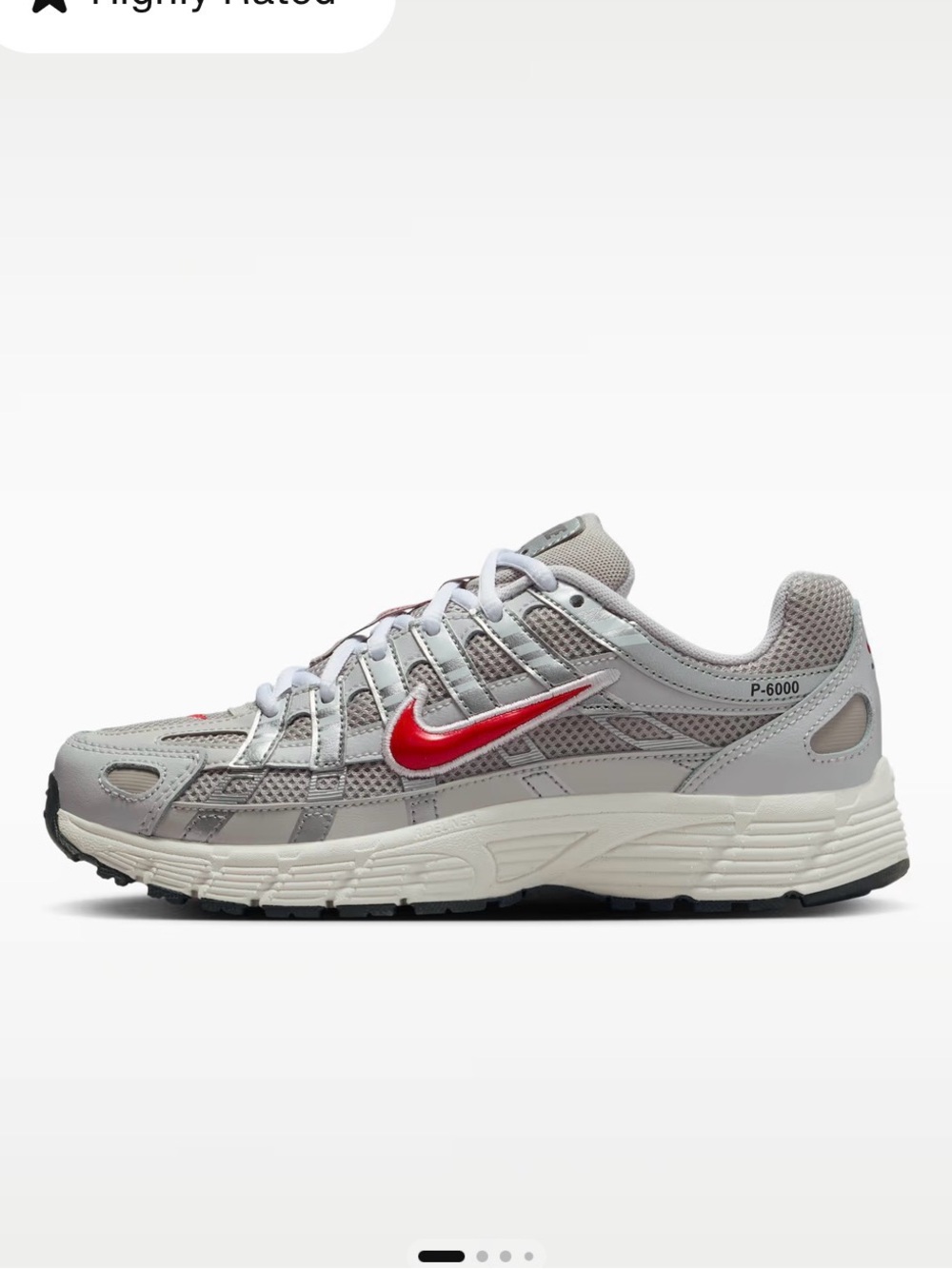 Nike Boys size 7Y Sneakers P-6000 in Light Gray with Red Swoosh Brand New